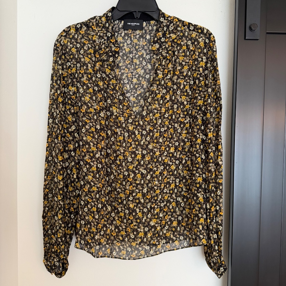 {SOLD} THE KOOPLES Floral Sheer Blouse Top Women’s Large - Picture 4 of 11